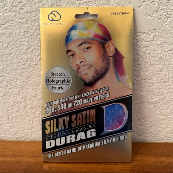 Dream World Other - Silky Satin Durag - Rainbow Holographic Pattern, NWT